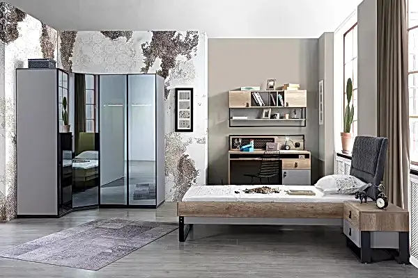 Bolera Genç Odası Takımı Köşe Gardıroplu